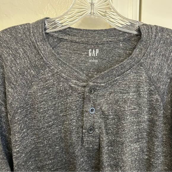GAP Men's Dark Gray Long Sleeve Henley Shirt Three Button Size L - Picture 3 of 5